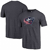 Men's Columbus Blue Jackets Distressed Team Primary Logo Tri Blend T-Shirt Navy FengYun,baseball caps,new era cap wholesale,wholesale hats